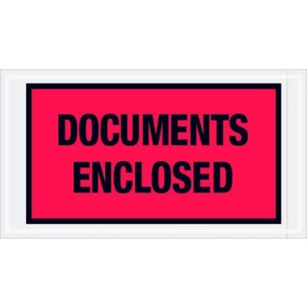 Box Packaging Full Face Envelopes, "Documents Enclosed" Print, 10"L x 5-1/2"W, Red, 1000/Pack PL436